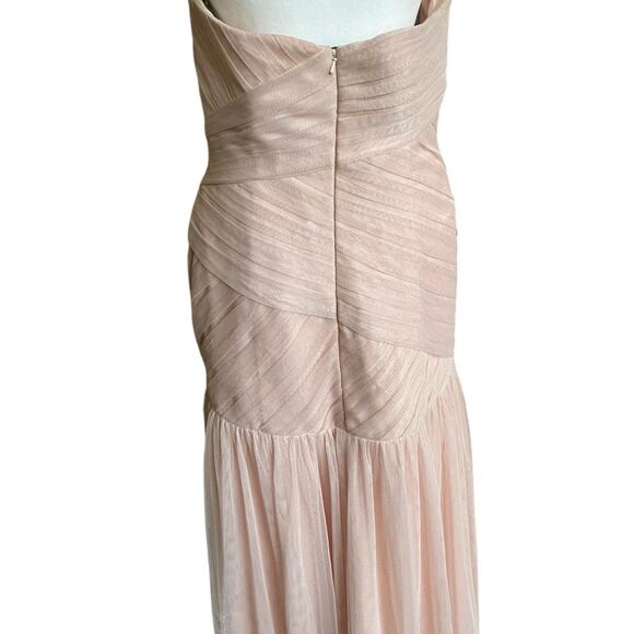 White By Vera Wang Blush Pink Strapless Bobbin Net Bridesmaid Dress Gown 10 Long - Picture 8 of 13